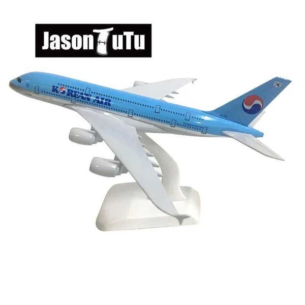 Aircraft modle Jason Tutu 20cm Coreano Air Airbus A380 Modelo de avión modelo Aircasto Metal 1/300 Planos de escala Fábrica y240522