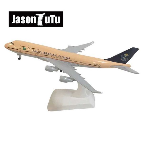 Aeronave Modle Jason Tutu 20cm Arabia Saudita Boeing 747 Modelo de avión modelo Aircast Metal 1/300 Planes de escala Fábrica Al por mayor Y240522