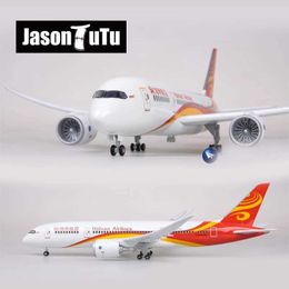 Vliegtuigen Modle Jason Tutu 43cm China Hainan Airlines Boeing B787 Airplane Model Aircraft 1/160 Schaal Diecasthars Licht en wielvlak Gift Y240522