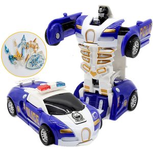 Modèle d'avion Jouets pour enfants Une clé de déformation Voiture Transformation automatique Robot Diecasts Jouet Drôle Mini 2 en 1 Modèle en plastique Cadeaux incroyables Garçons 231204