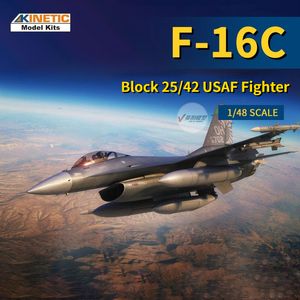 Aircraft Modle Kinetic K48102 Aircraft Model 1/48 Schaal F-16C Block 25/42 USAF Fighter Model Building Kits Toys voor model Hobby Collection Diy 230814