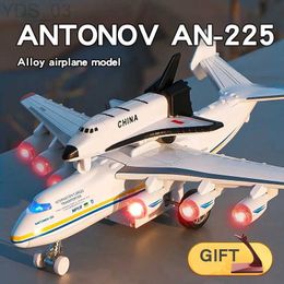 Vliegtuigen Modle Grote metalen Sovjet-luchtvaartmaatschappijen Antonov An-225 Mriya Max Transportvliegtuigen Diecast Model Vliegtuig Collectie Geluid Licht Speelgoed voor kinderen YQ240401