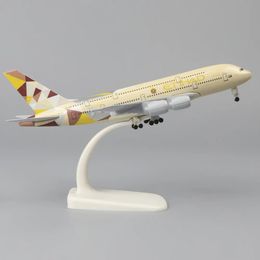 Flugzeugmodell Metallflugzeugmodell 20 cm 1 400 Etihad A380 Metallnachbildung Legierungsmaterial Luftfahrtsimulation Kinder Junge Geschenk 231206