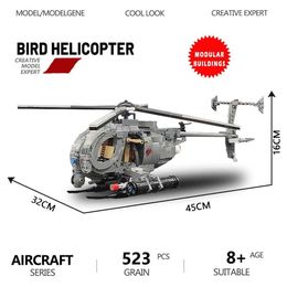 Aircraft Modle Military Series Bird Helicopter Model Building Blocing Blocing Moc Army Missile Assembly Bloc Toy Childrens Gift S2452089