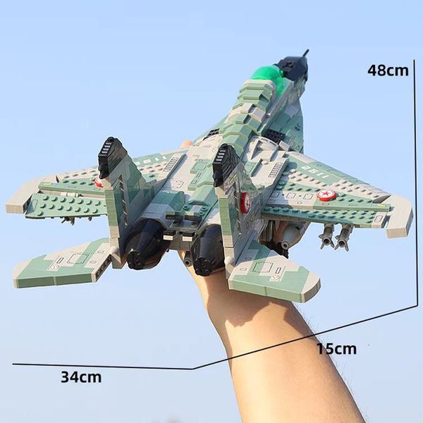 Modèle d'avion Série militaire MIG-29 Fighter Building Blocks Briques Avion de chasse Modèle 3D Avion furtif Jouets pour enfants Cadeau de Noël 230426