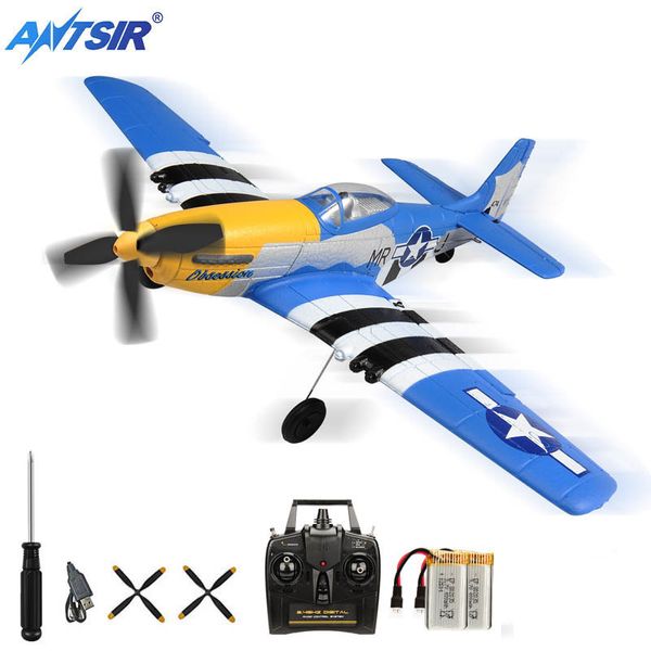 Modèle d'avion P51 Mustang RC Avion 2.4G 4CH 6 Axes 400mm Envergure RC Avion Une Clé Voltige RTF Planeur Avion Jouets Cadeaux 230504