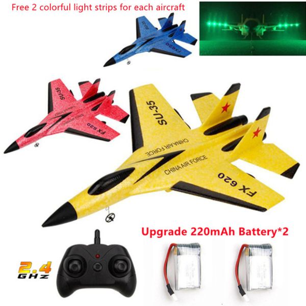 Avión Modle RC Plane SU-35 con luces LED Control remoto Flying Model Glider Aircraft 2.4G Fighter Hobby Airplane EPP Foam Toys Kids Gift 230818
