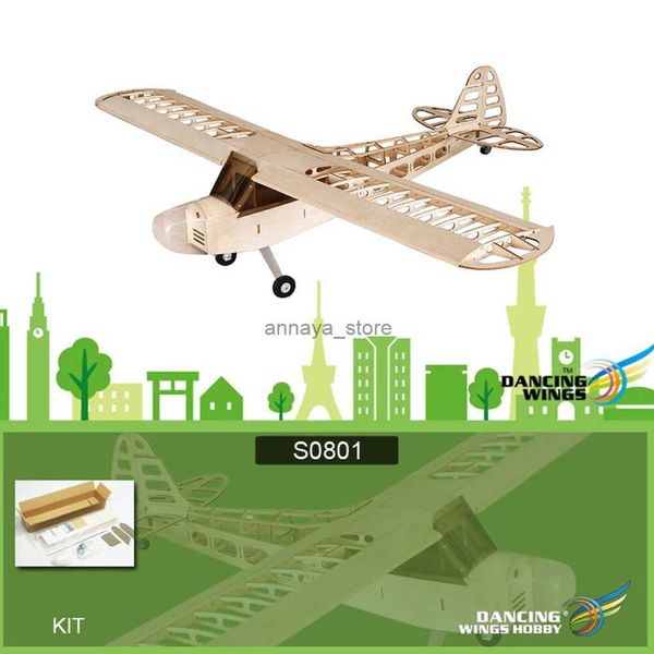 Avión Modle S0801 RC Avión Dancing Wings Hobby Balsa Wood 1.2M Piper Cub J-3 Control remoto Avión KIT Versión DIY Modelo volador RC Toys1L23116