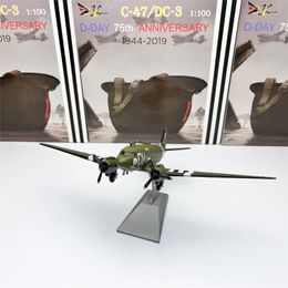 Modèle d'avion à l'échelle 1/100, modèle de chasse US C47 DC3, train aérien, réplique d'avion militaire, avion de la guerre mondiale, jouet de collection pour garçon 231025