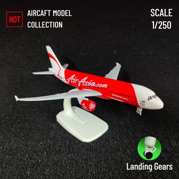 Modèle d'avion échelle 1 250, réplique de modèle d'avion en métal AIR ASIA A320, décoration d'avion, Collection d'art Miniature, jouet pour enfant garçon 231026