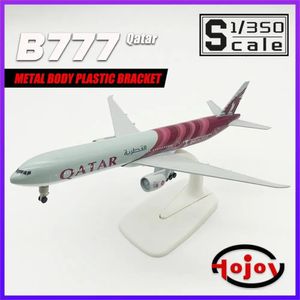 Modèle d'avion échelle 1/350 longueur 20 cm Qatar Airways B777 métal moulé sous pression avion modèle d'avion jouets cadeau pour garçons enfants enfant Collection 231204