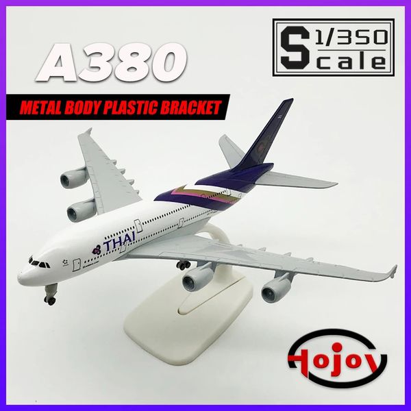 Modèle d'avion échelle 1/350 longueur 20 cm Thai Airlines A380 métal moulé sous pression avion modèle d'avion jouets cadeau pour garçons enfants enfant Collection 231206