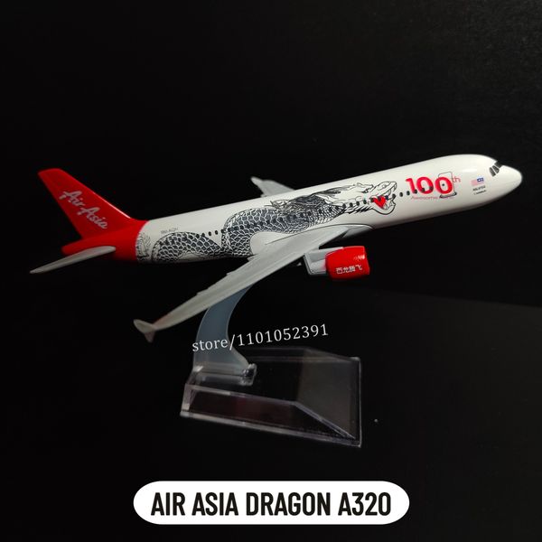 Modèle d'avion échelle 1 400 réplique d'aviation en métal Air Asia Dragon A320 modèle d'avion moulé sous pression avion miniature enfants cadeau jouets pour garçons 230818
