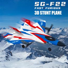 Vliegtuigen Modle SG F22 4K RC Airplane 3D Stunt Vliegtuig Model 2 4G Remote Control Fighter Glider Electric RC Toys voor kinderen Volwassenen 230719