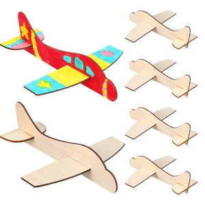 Avion modle stobok bricolage en bois aéroneft blanc peinture en bois avion artisanat kit d'assemblage incomplet du modèle avion à la main