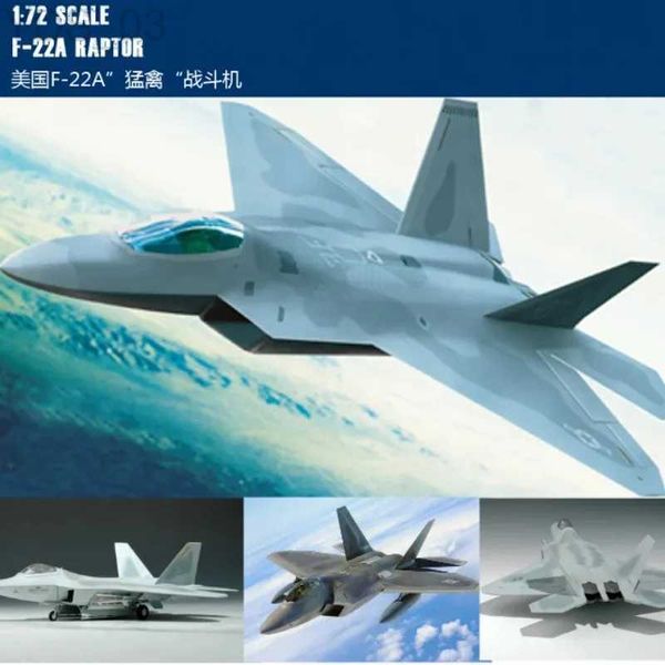 Avión Modle Trumpeter 80210 1/72 EE. UU. F-22RaptorStealth Fighter Modelo de ensamblaje Kits de construcción Hobby Juguetes estáticos para adultos DIY YQ240401