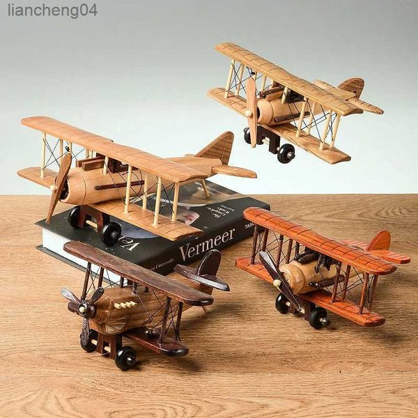Modelo de avión, modelo de avión de madera Vintage, decoración, mesa creativa para el hogar