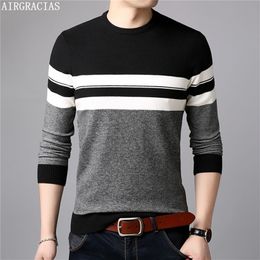 Airgracias Brand Casual Men Pullovers gebreide gestreepte mannelijke trui mannen kleden dikke heren truien jersey kleding herfst 201221