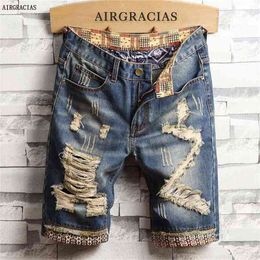 Airgracias Mens Ripped Short Jeans Merk Kleding Bermuda Katoen Shorts Ademend Denim Mannelijke Mode Maat 28-40 210629