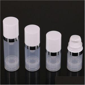 Bouteilles sans air en gros 5 ml 10ml 15 ml Pompe de lotion de bouteille Mini échantillon de récipient à vide Cosmetic Emballage de voyage Dispensateur Drop Dhg7n