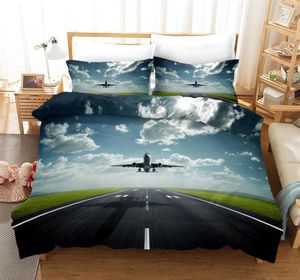 Airplane dekbedoverdeksel Set Sky Space Print Kids Beddengoed King Queen Size Bedel 3D Bed Covers For Teenagers Single Double C10205875420