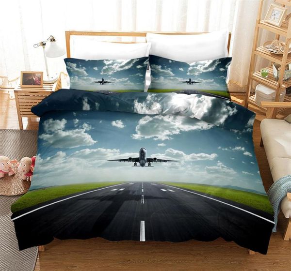 Couvrette de couette d'avion Set Sky Space Imprimé Kiddding King Queen size lit de lit 3D Covers de lit pour les adolescents Single Double C10205875420