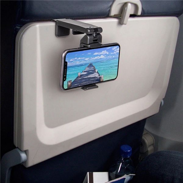 Soporte de teléfono de avión Descripción de viajes portátil Vuelo Vuelo plegable Ajustable Ajustable Selfie Selfie sosteniendo el asiento del asiento del tren