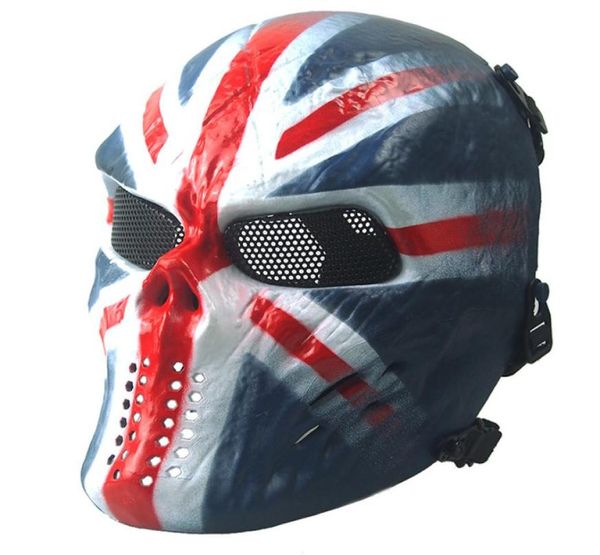 Máscara de Airsoft Máscaras faciales completas Esqueleto de calavera con malla metálica Protección para los ojos Suministros para fanáticos del ejército Máscara táctica M06 para Halloween BB P1286777