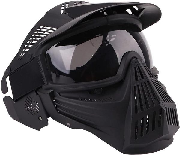 Airsoft Mask Tactical Masks Face Face avec Lens Goggles Protection des yeux pour Halloween CS Games de survie Shoting Cosplay Mask Black7997337