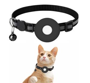 Airtag Collier pour chat Cloche Support de ceinture pour animal de compagnie Boucle de sécurité réfléchissante Compatible avec Apple pour petits chiens Chiot Chaton Anti-perte Nylon réglable