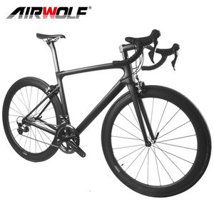 Airwolf 700C Fibra completa de fibra de carbono Bicicleta de bicicleta de carretera con un genuino grupo Shimano 11 bicicletas de velocidad 44/49/52/54/56/58 cm 6.5 kg