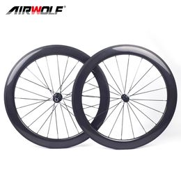 Airwolf full carbon fiber 700c racefietswiel Quick release fiets wielen fietsen wielset rim rem clincher buisvormig tubeless