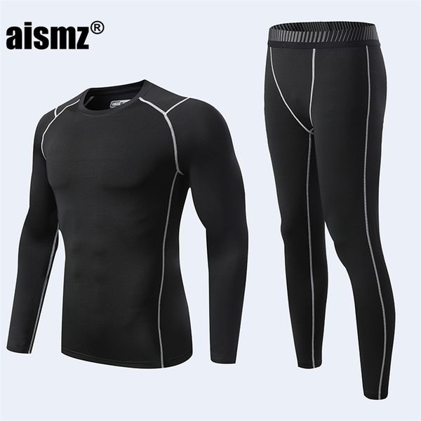 Aismz Sous-Vêtements Thermiques Garçon Hommes Première Couche Sport Costumes Homme Rashgard Compression Séchage Rapide Fitness Seconde Peau Long Johns 211108