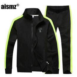 Aismz Trainingspak Mens Kleding Herfst Fashion Fat Plus Size 7XL 8XL 9XL Sportwear Heren Zipper Hoodie Jas + Broek Sweat Suit 210916