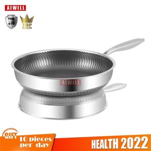 AIWILL KEUKEN HOGE KWALITEIT 316/304 RVS FRUIDE PAN NONSTICK PAN Gebakken Steak Pot Elektromagnetische Oven Algemeen 220423