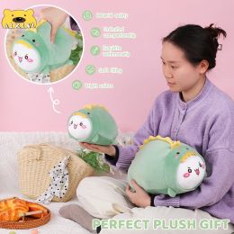 Aixini lindo gato dinosaurio plush plush almohada gatito dino animal relleno kawaii gato peluche con atuendo de dinosaurio regalos para niños de juguete