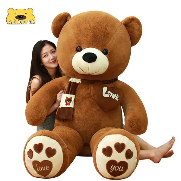 AIXINI ours géant jouets en peluche Kawaii peluche écharpe animaux en peluche poupée mignon oreiller amant anniversaire bébé cadeau 240103