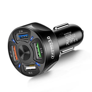 4 Port USB autolader LED snellaadplug 7a Snelle telefoonlaadadapter voor iPhone 12 11 Samsung Xiaomi Huawei in de auto