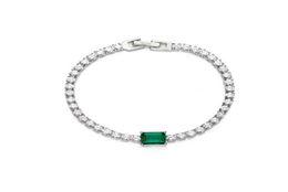 Aiyanishi 925 Sterling Silver Emerald Green Tennis Bracelet pour femmes Bracelets de mariage de mariage Bijoux Christmas Gift2264235