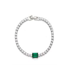 Aiyanishi 925 Sterling Silver Emerald Green Tennis Bracelet pour femmes Bracelets de mariage de mariage Bijoux Christmas Gift9961249