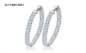 AIYANISHI Echt 925 sterling zilver Klassieke grote oorringen Luxe Sona diamanten oorringen Mode Eenvoudige minimale geschenken 2201081103591
