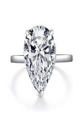 AIYANISHI Romantische Trouwringen Sieraden Zirconia Ring voor Vrouwen Mannen 925 Sterling Zilver 5CT Peer Ringen Accessoires5115590
