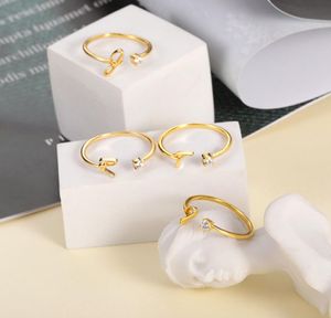 AJ Letter Gold Color Metal Ajustement des anneaux d'ouverture ajustés pour les femmes Initiales Nom Alphabet Creative Finger Ring Trendy Party Bijoux4736873