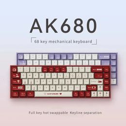 Ajazz AK680 Mechanische toetsenbord gaming Wired Swap Compact laptopthee of rode as 68 toetsen 240429