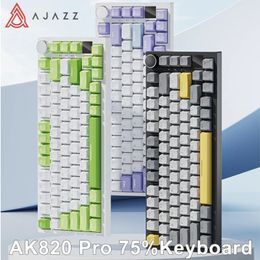 Ajazz Ak820 RGB TriMode Gaming mechanisch toetsenbord 82 Key Bluetooth 24GHz draadloze gamer aangepaste pakking voor pc-laptop 240229