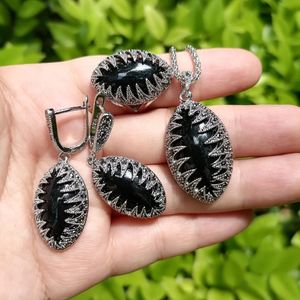 AjoJeWel 3 PCS Big Horse Eye Stone sieraden Sets met zwarte strass Luxe cadeau -items voor vrouwen 231221
