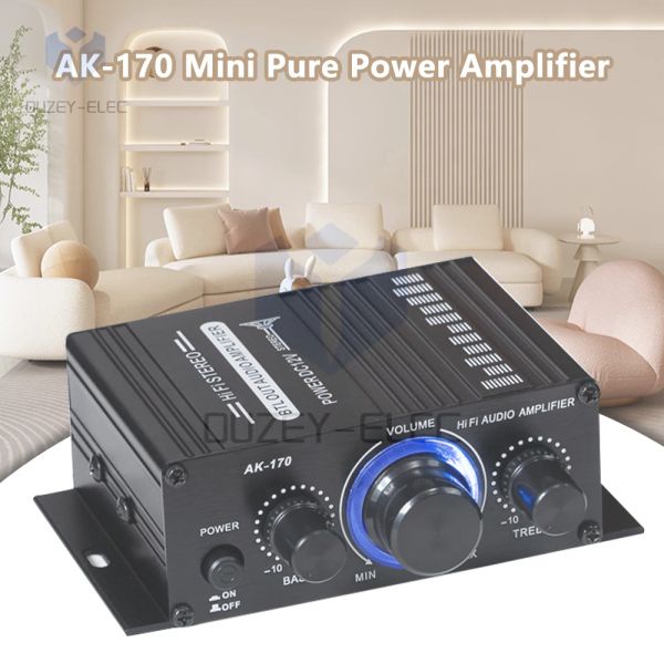 AK-170 MINI COMPACT PURO AMPLIFICADOR 2.0 CANAL Hi-Fi Audio Audio Amplificador DC12V Home Amplificadores digitales 20W+20W