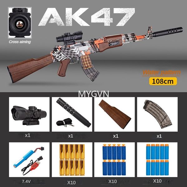 Ak-47 Rifle pistola de juguete eléctrico bala suave Blaster 3 modos de disparo modelo francotirador con dardo para niños armas adultos juego al aire libre