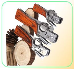 AK47 Pliage Gun Couteau 440 Blade en acier et manche en bois Pocket EDC Tools Tactical Camping Couteau à l'extérieur Couteaux de survie avec LED L7645575