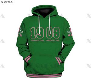 AKA 1908 Green Pattern Tattoo 3d Over Imprimé Hoodie Man Femmes Unisexe Outwear Zipper Pullover Sweatshirt décontracté G12141165274